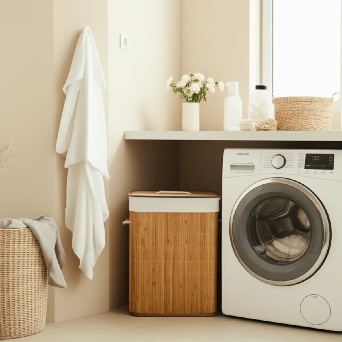cesto-de-roupa-suja-grande-em-bambu-com-tampa-kontuz-modernize-foto-cesto-em-lavanderia-ambiente-bege-claro-arejado