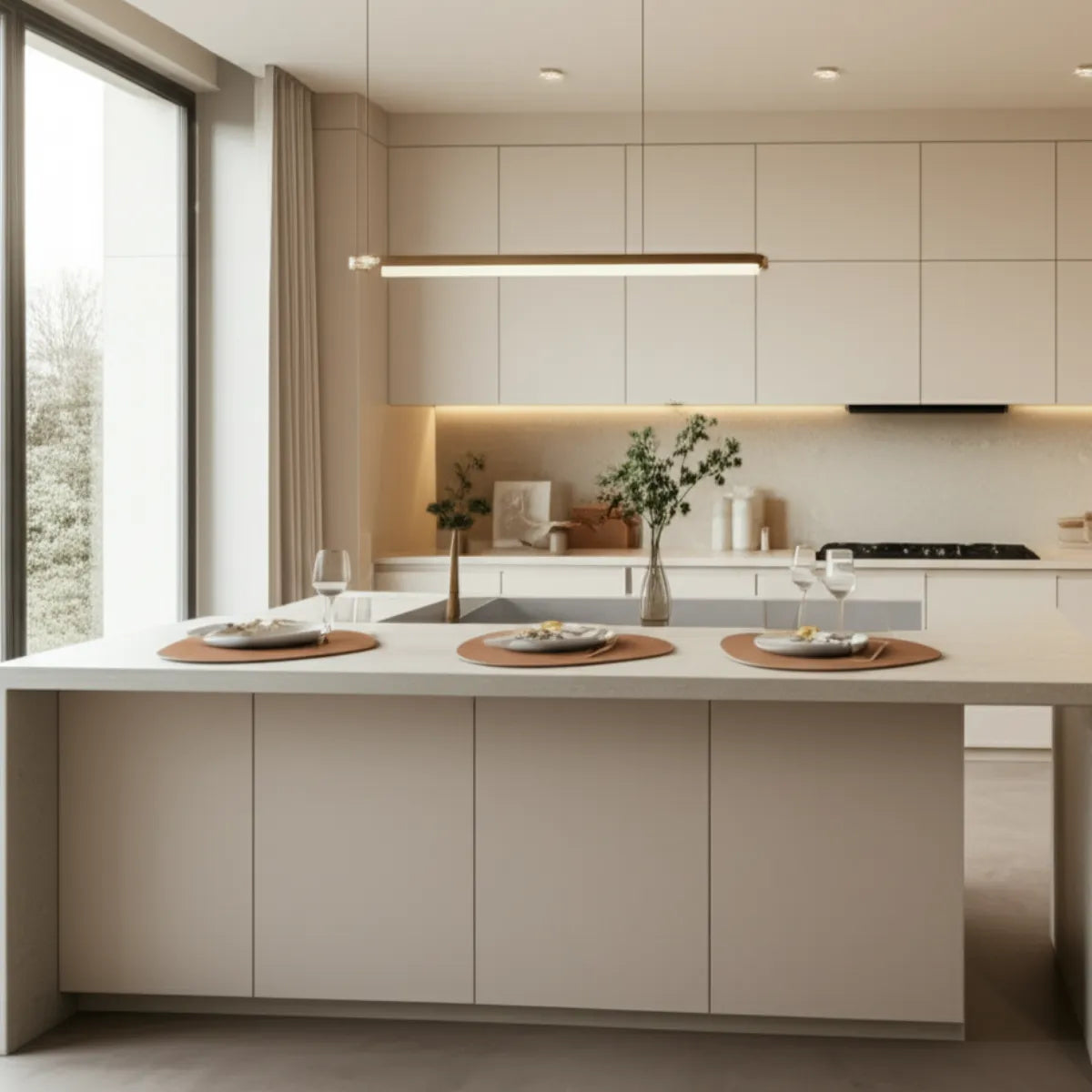 jogo-americano-sousplat-organico-couro-marrom-4-lugares-modernize-foto-sousplat-em-balcao-moderno-cozinha-ambiente-claro