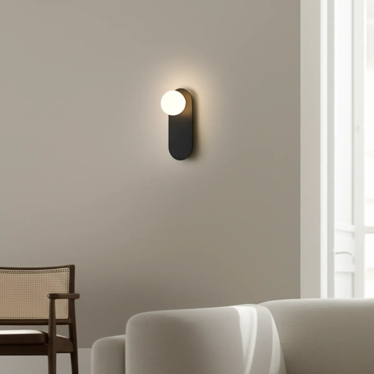 luminaria-de-parede-arandela-led-lume-preta-modernize-foto-arandela-em-sala-minimalista