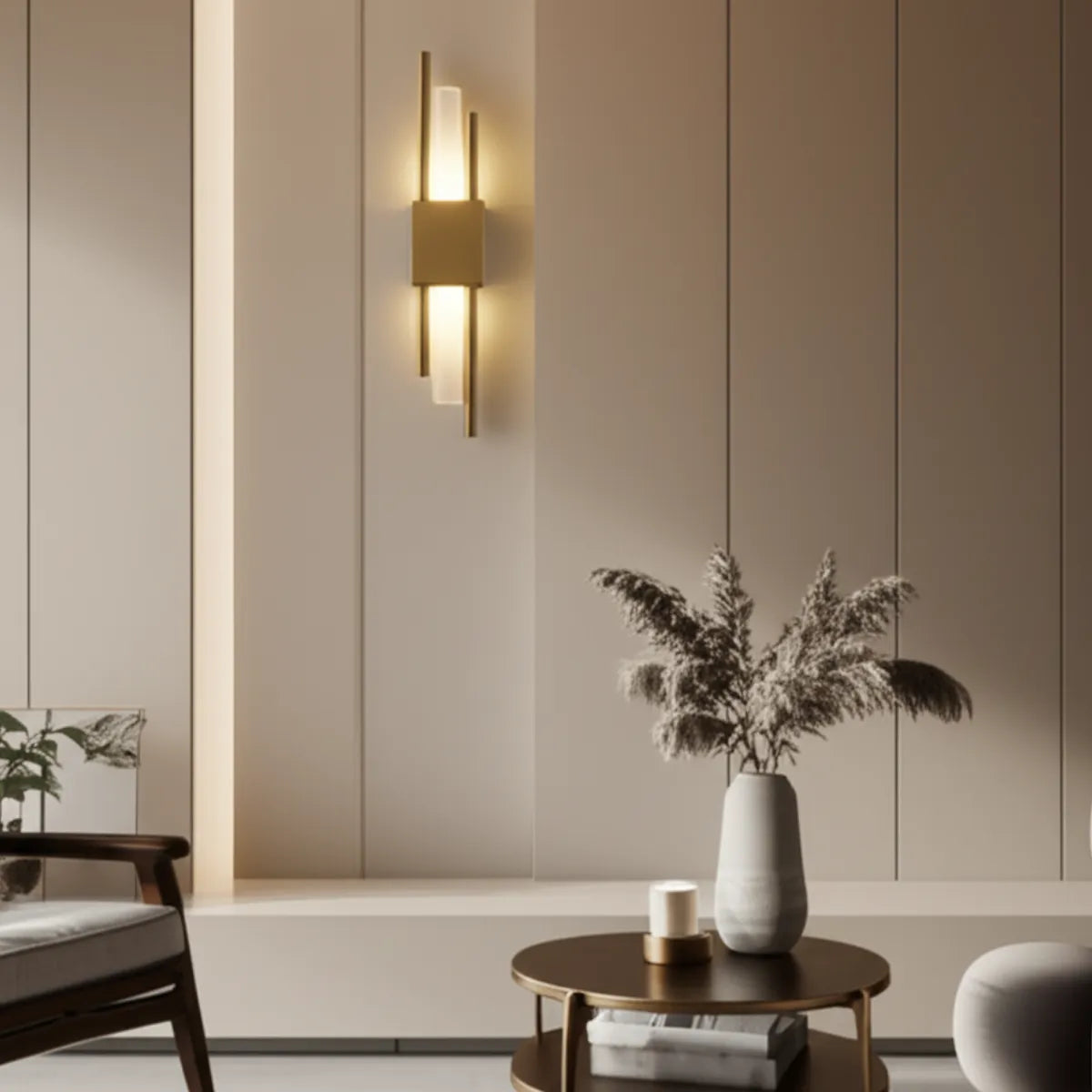 luminaria-de-parede-arandela-led-nordica-modernize-foto-frontal-arandela-decorativa-em-parede-de-sala-minimalista