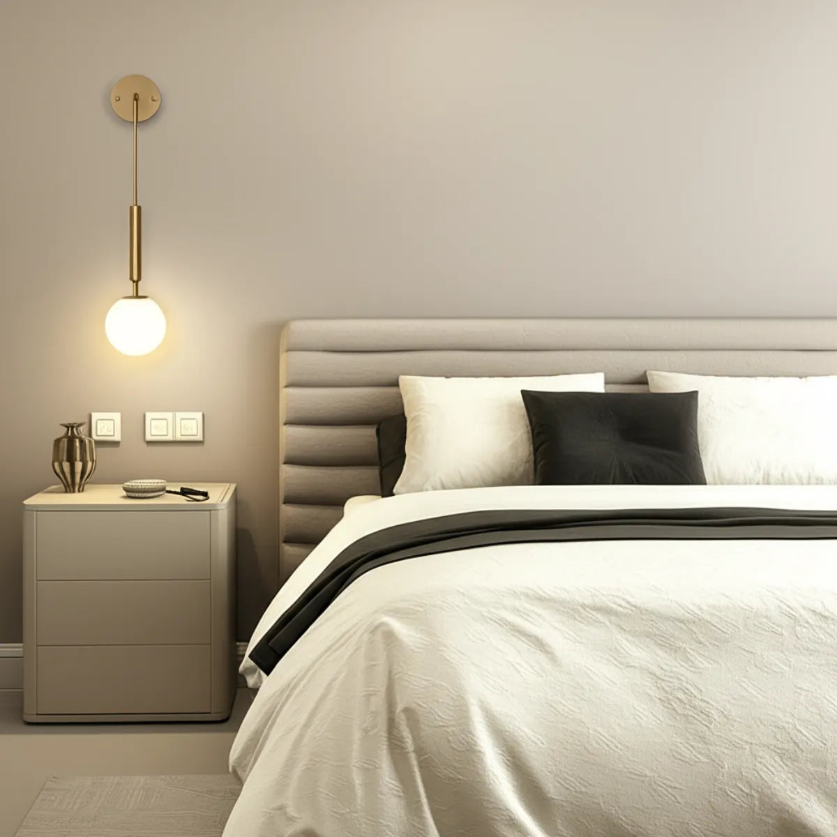 Luminaria-de-parede-arandela-led-perola-pendente-nordica-modernize-foto-arandela-dourada-em-quarto-moderno