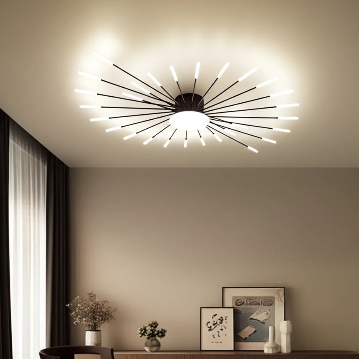 luminaria-de-teto-lustre-led-constelacao-preto-modernize-foto-lustre-no-teto-de-quarto-minimalista