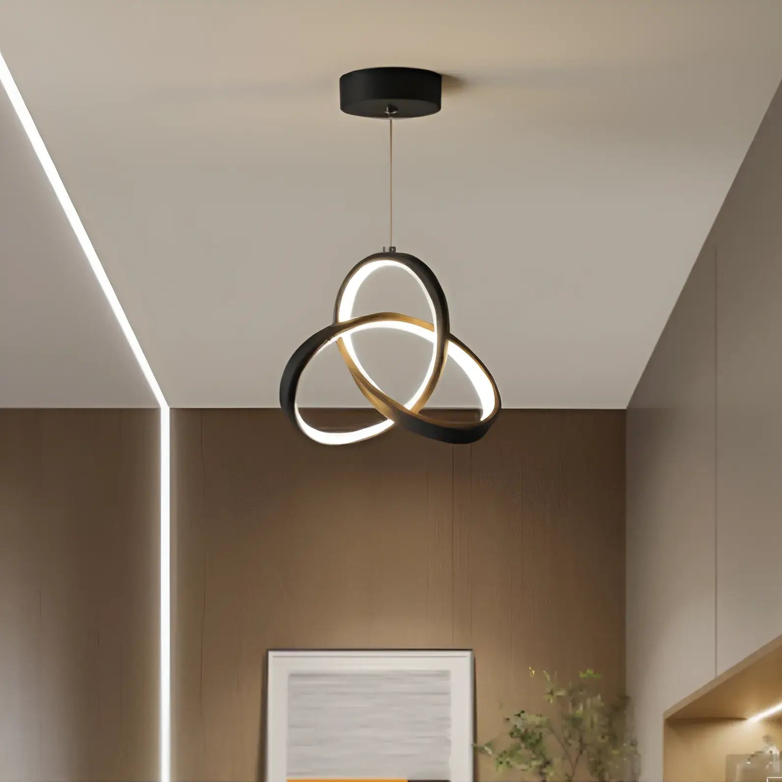 luminaria-de-teto-lustre-pendente-led-eternity-preto-modernize-foto-frente-pendurado-iluminando-corredor-aluminio-acrilico