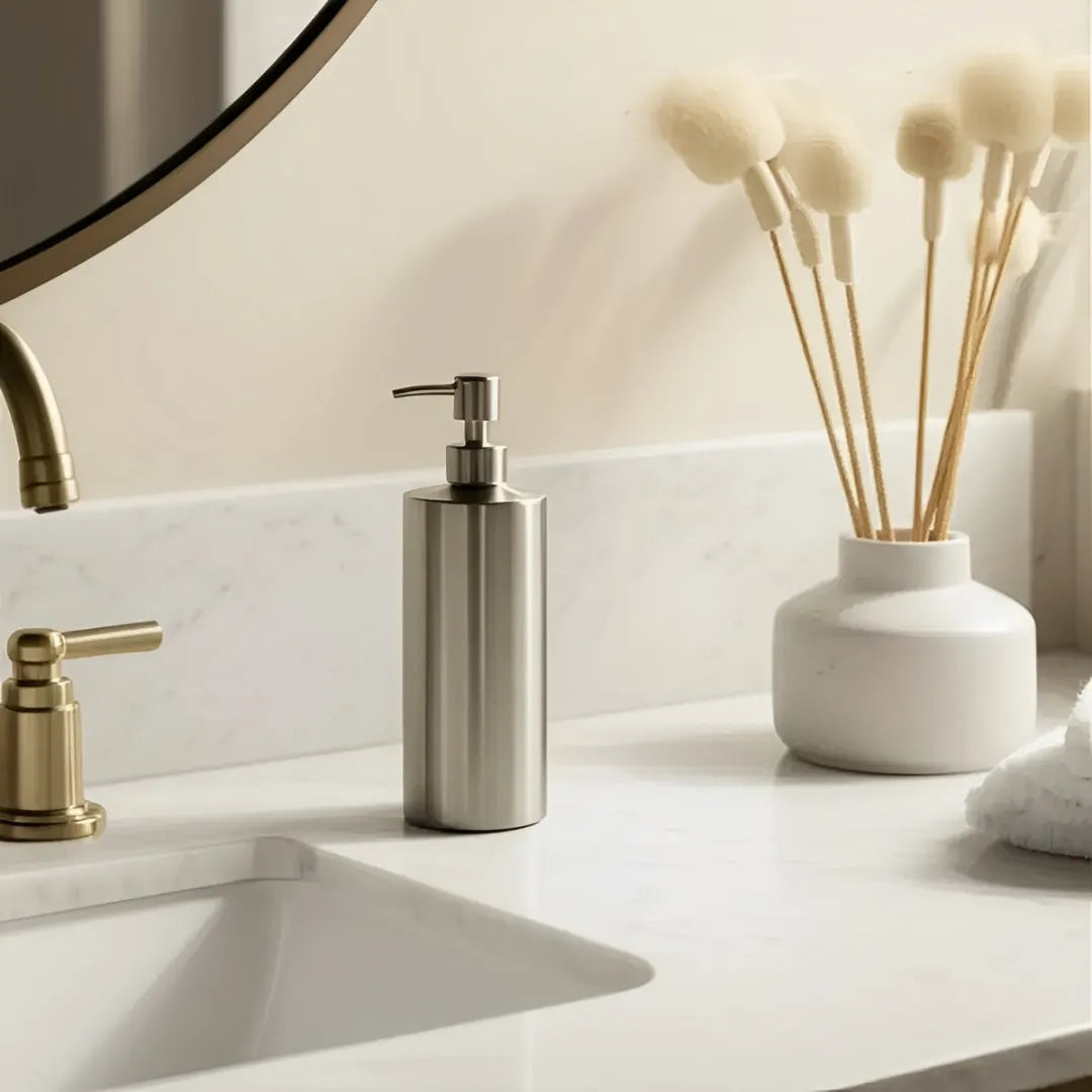 saboneteira-liquida-para-banheiro-em-inox-prisme-modernize-foto-saboneteira-em-banheiro-sofisticado-minimalista