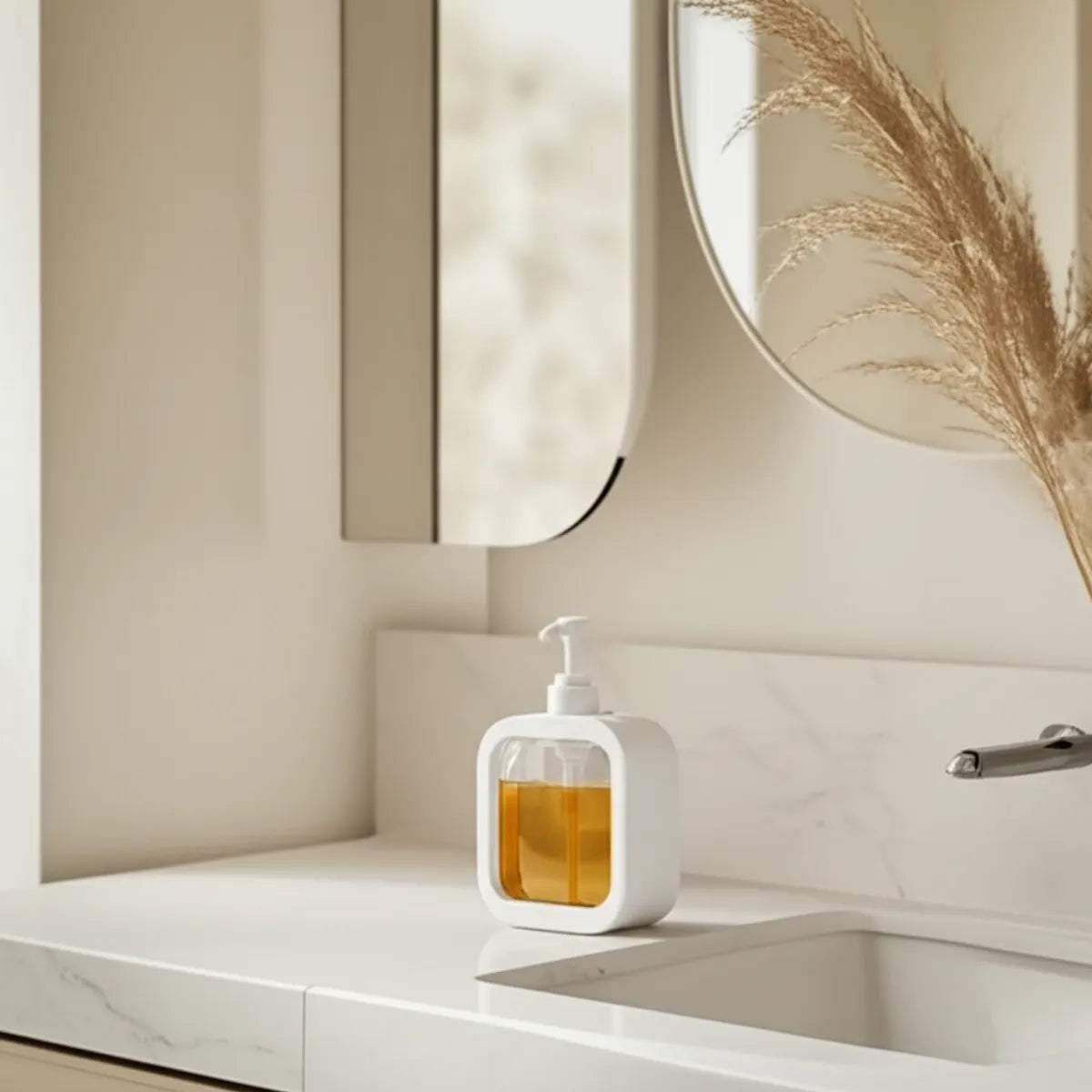 saboneteira-liquida-para-banheiro-transparente-glassy-modernize-foto-lateral-banheiro-minimalista-claro-branco