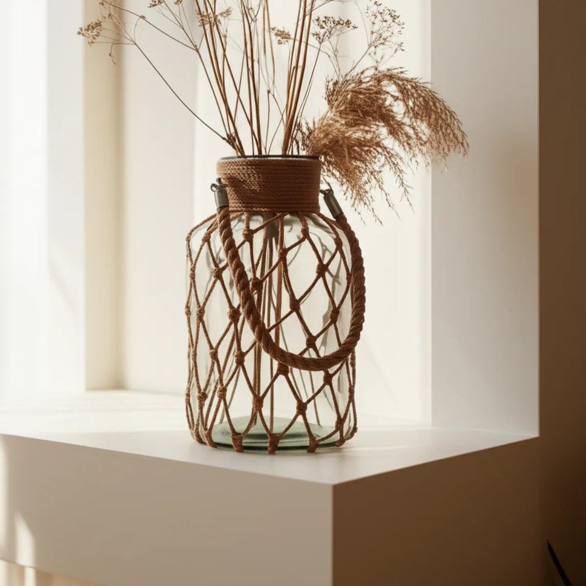 vaso-decorativo-para-mesa-de-vidro-rustico-artesanal-modernize-foto-vaso-de-vidro-artesanal-em-lugar-arejado