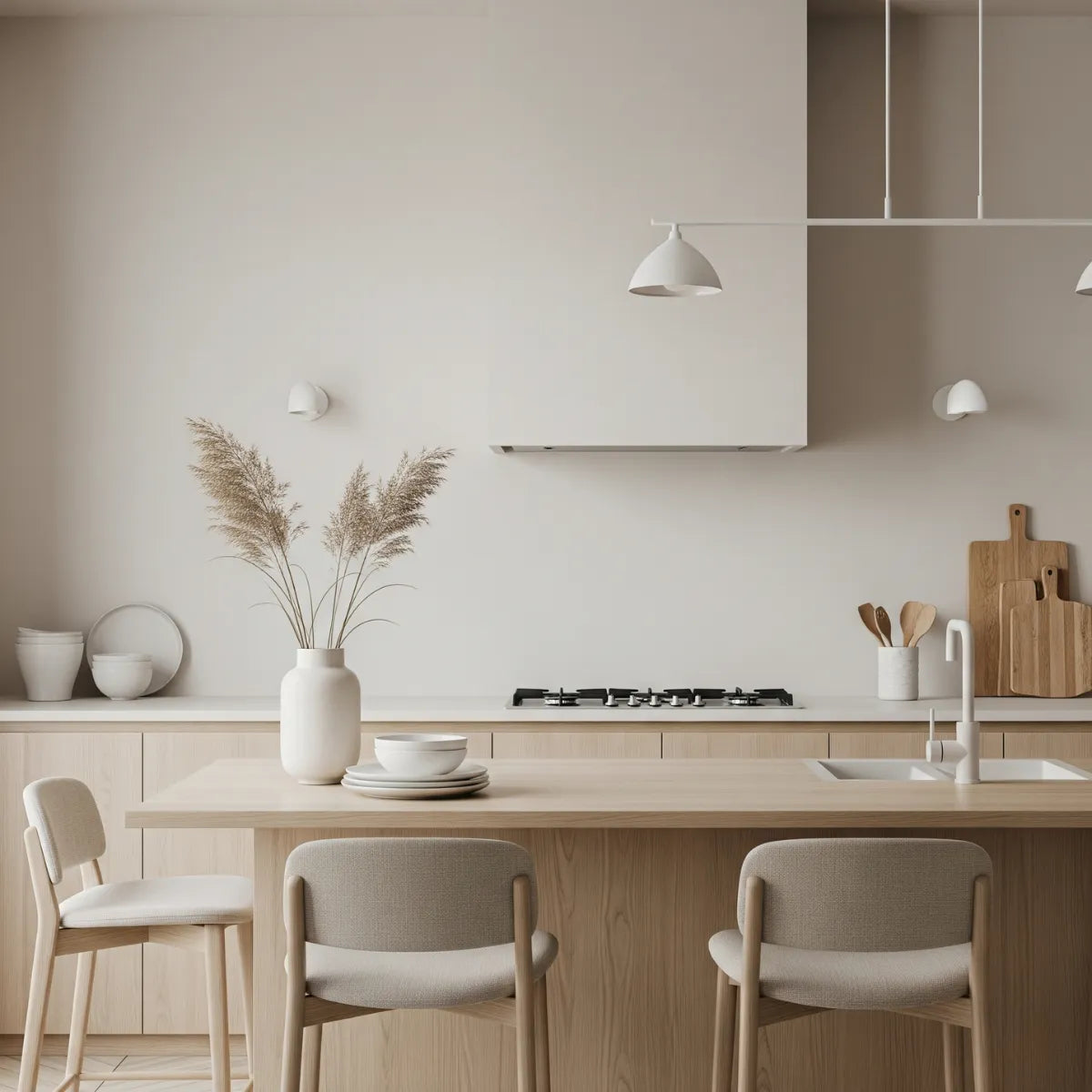 cozinha-moderna-minimalista-decorada-ambiente-bege-e-claro