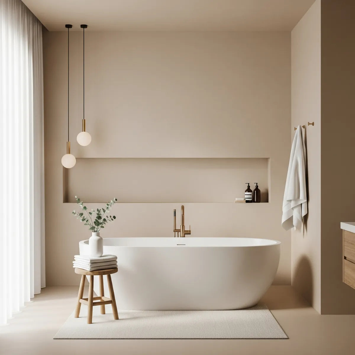 banheiro-moderno-e-luxuoso-com-tapete-e-luminaria-pendente-ambiente-bege