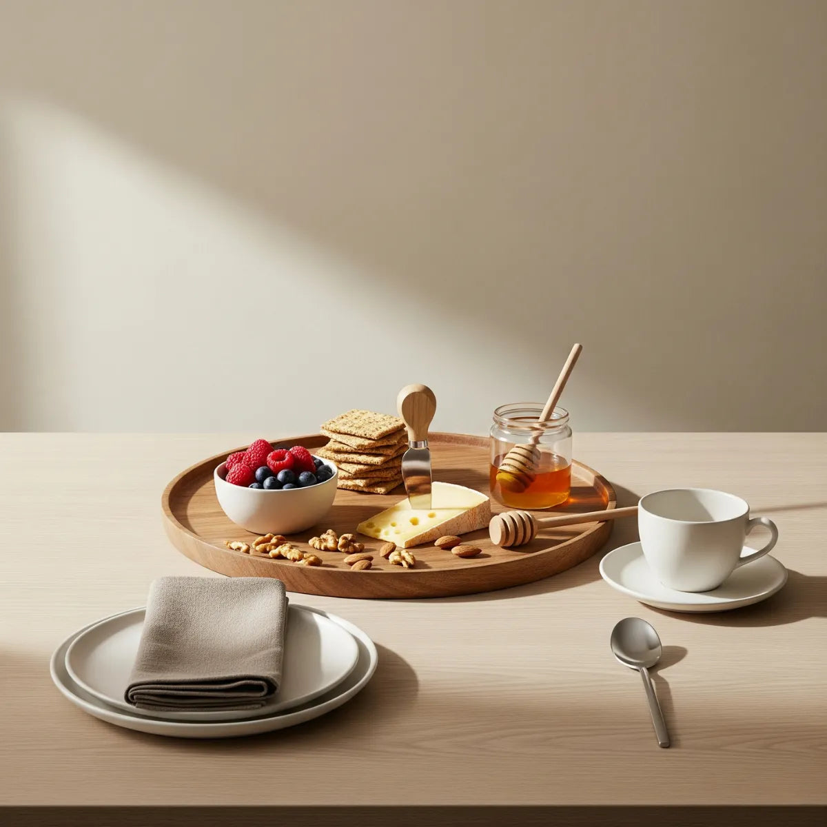 bandeja-decorativa-de-madeira-sobre-mesa