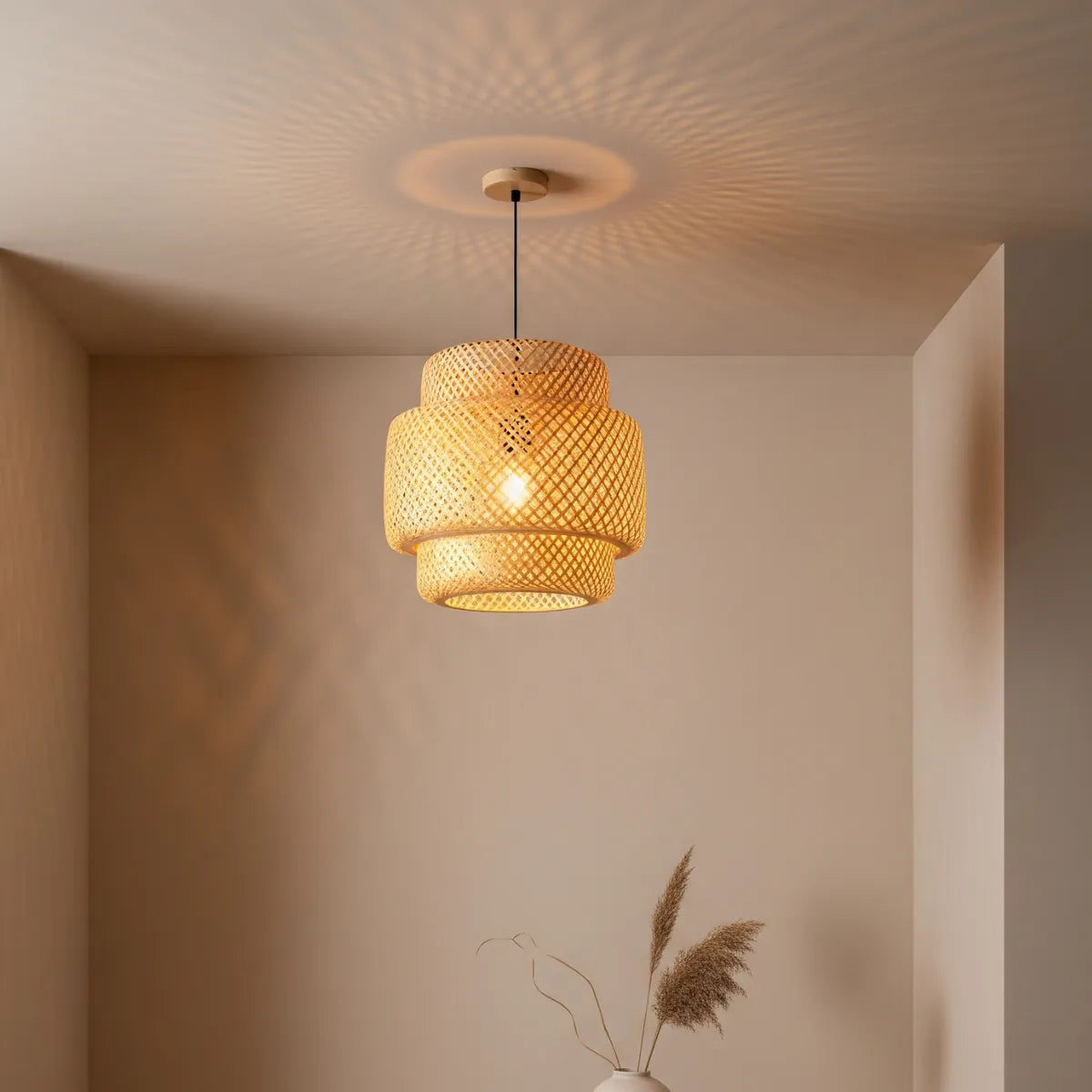 luminaria-de-bambu-em-teto-ambiente-acolhedor-bege