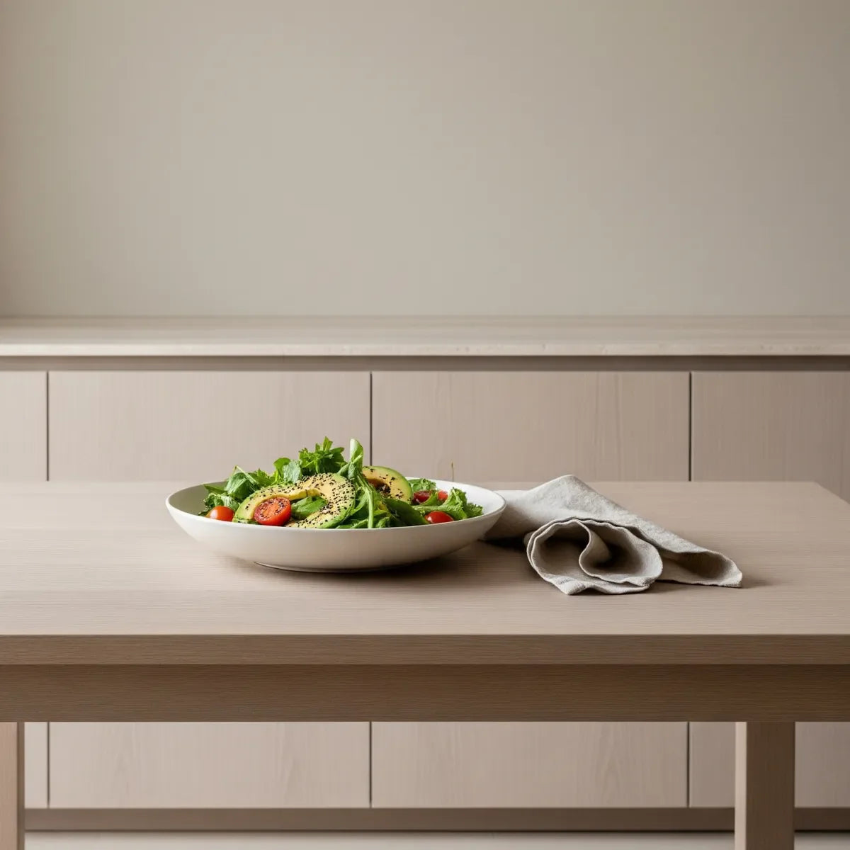 tigela-branca-com-salada-sobre-mesa-de-madeira-cozinha