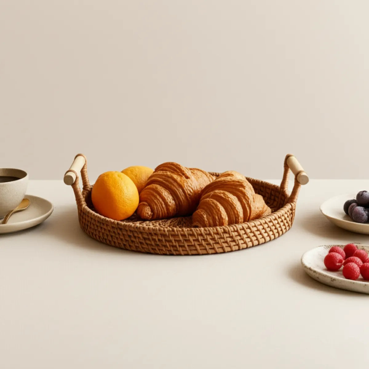 bandeja-decorativa-cesto-de-vime-redondo-artesanal-modernize-foto-bandeja-em-vime-com-delicias-em-mesa-com-frutas