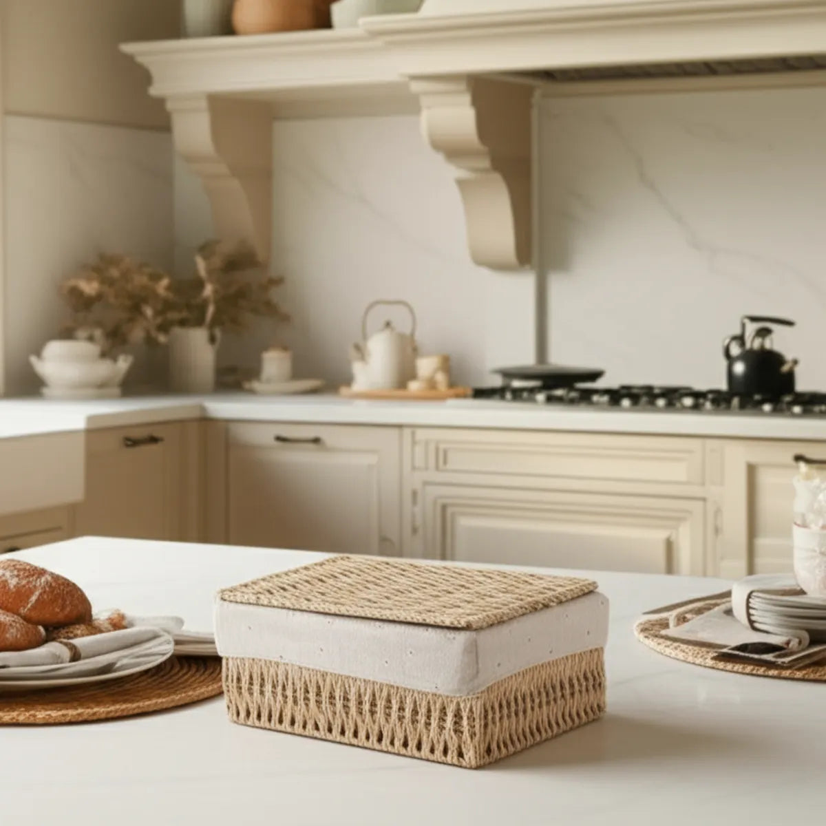 cesto-de-vime-com-tampa-tecido-a-mao-modernize-foto-cesto-em-mesa-de-cozinha-moderna-ambiente-claro