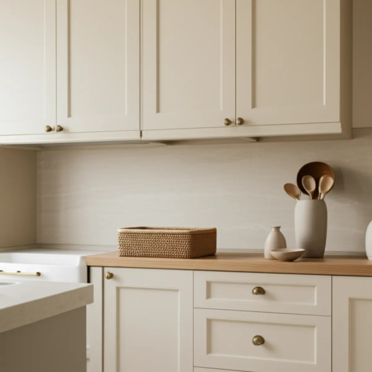 cesto-de-vime-retangular-tecido-a-mao-modernize-foto-cesto-em-balcao-de-cozinha-luxuosa-minimalista-ambiente-claro-bege