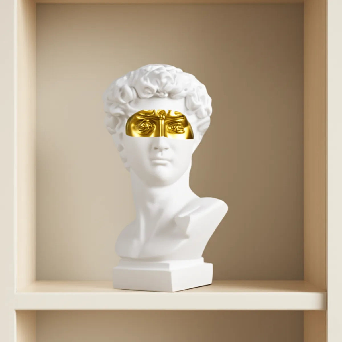 escultura-decorativa-busto-de-davi-branco-modernize-foto-frontal-escultura-de-davi-moderna-sobre-estante