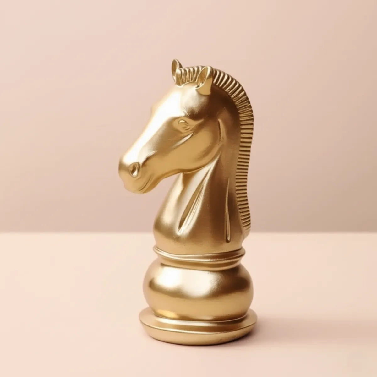 escultura-decorativa-peca-de-xadrez-cavalo-dourado-modernize-foto-escultura-em-ambiente-claro-bege-iluminado