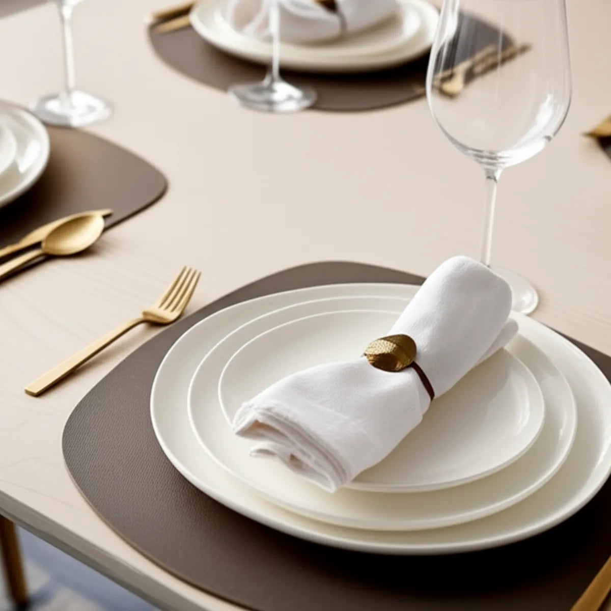 jogo-americano-sousplat-organico-couro-preto-4-lugares-modernize-foto-sousplat-em-mesa-posta-luxuosa-cozinha-ambiente-claro