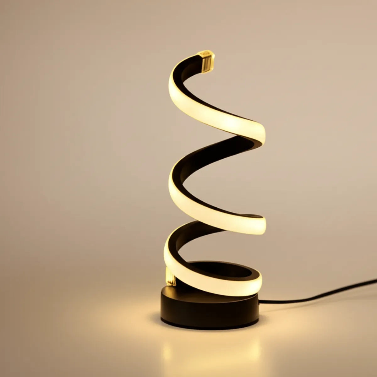 luminaria-abajur-de-mesa-led-espiral-preta-modernize-foto-luminária-espiral-em-fundo-neutro