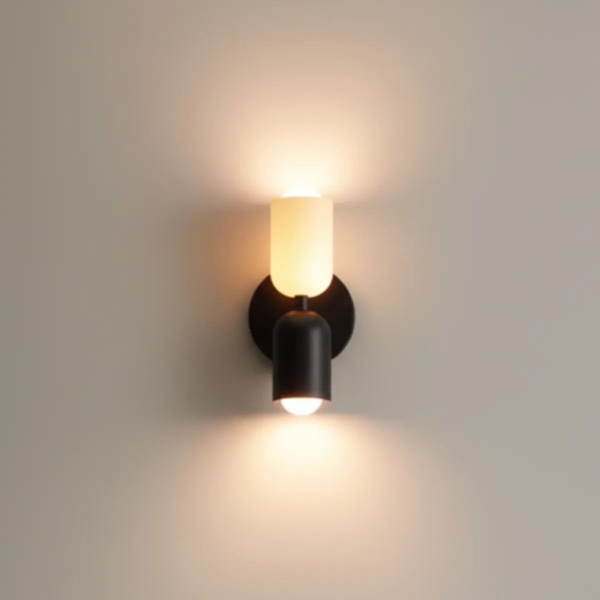 luminaria-de-parede-arandela-led-duo-modernize-foto-arandela-acesa-em-parede-neutra