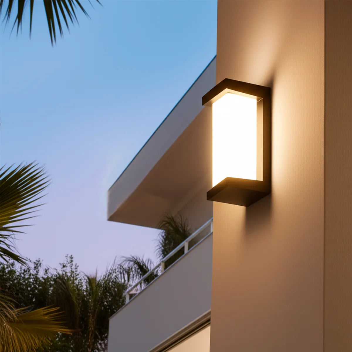 luminaria-de-parede-arandela-led-lumine-preta-modernize-foto-frente-arandela-iluminando-ambiente-externo-moderno-bege-neutro-luz-fria
