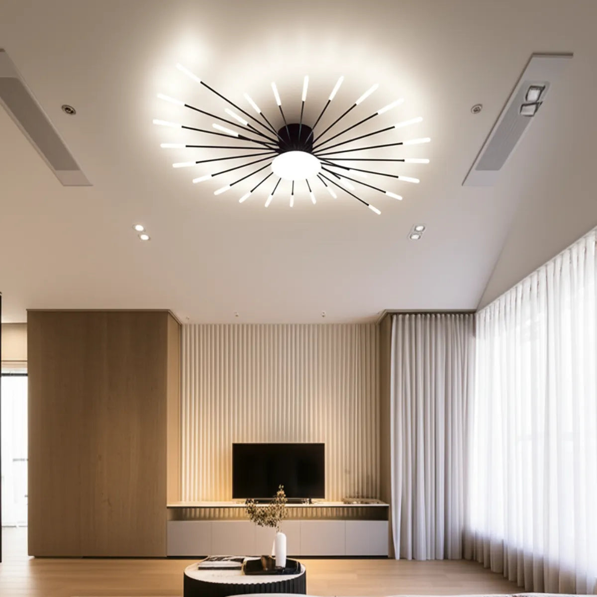 luminaria-de-teto-lustre-led-constelacao-preto-modernize-foto-lustre-no-teto-de-sala-moderna-luxuosa