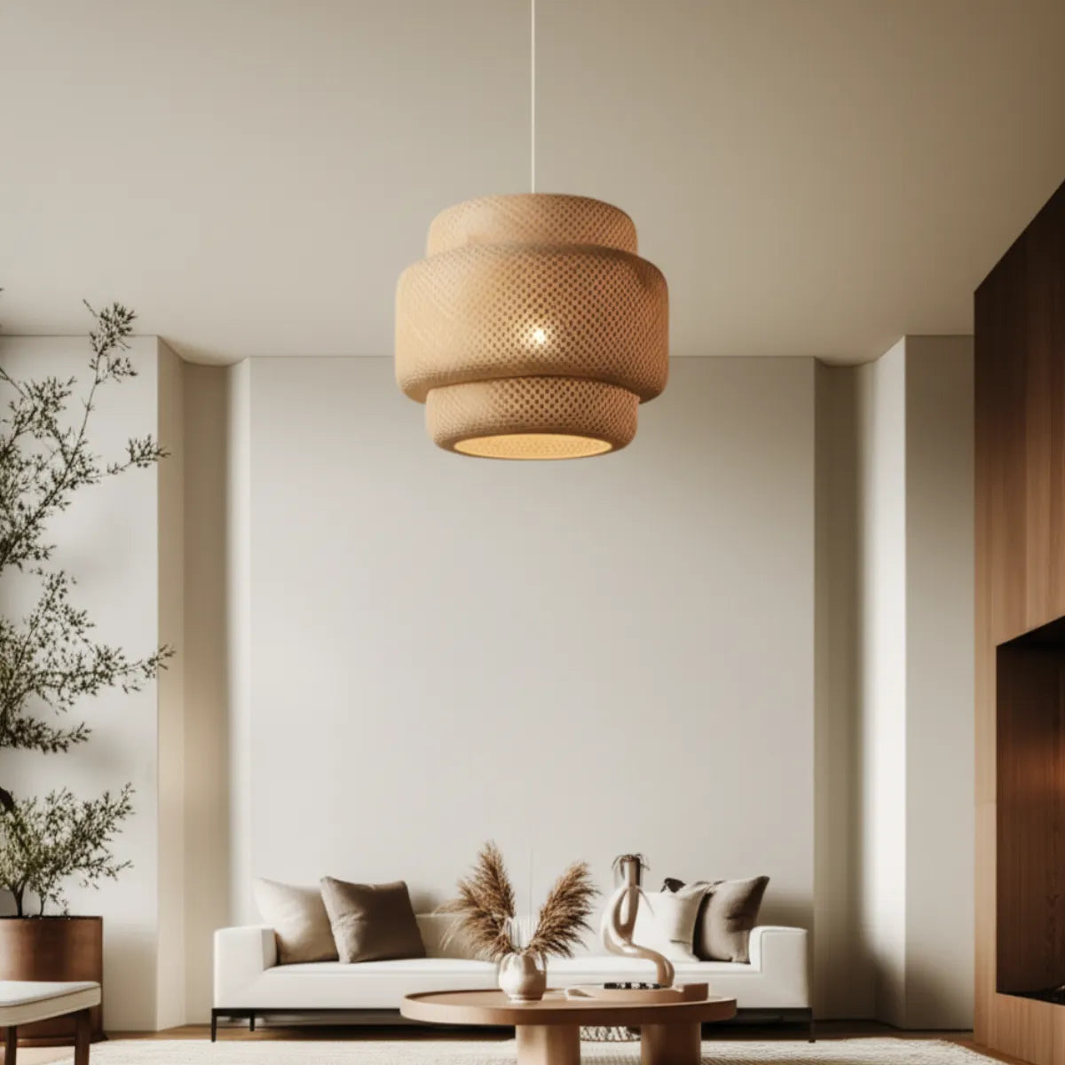 luminaria-de-teto-pendente-bambu-cilindrico-modernize-foto-pendente-de-bambu-em-sala-de-estar-moderna
