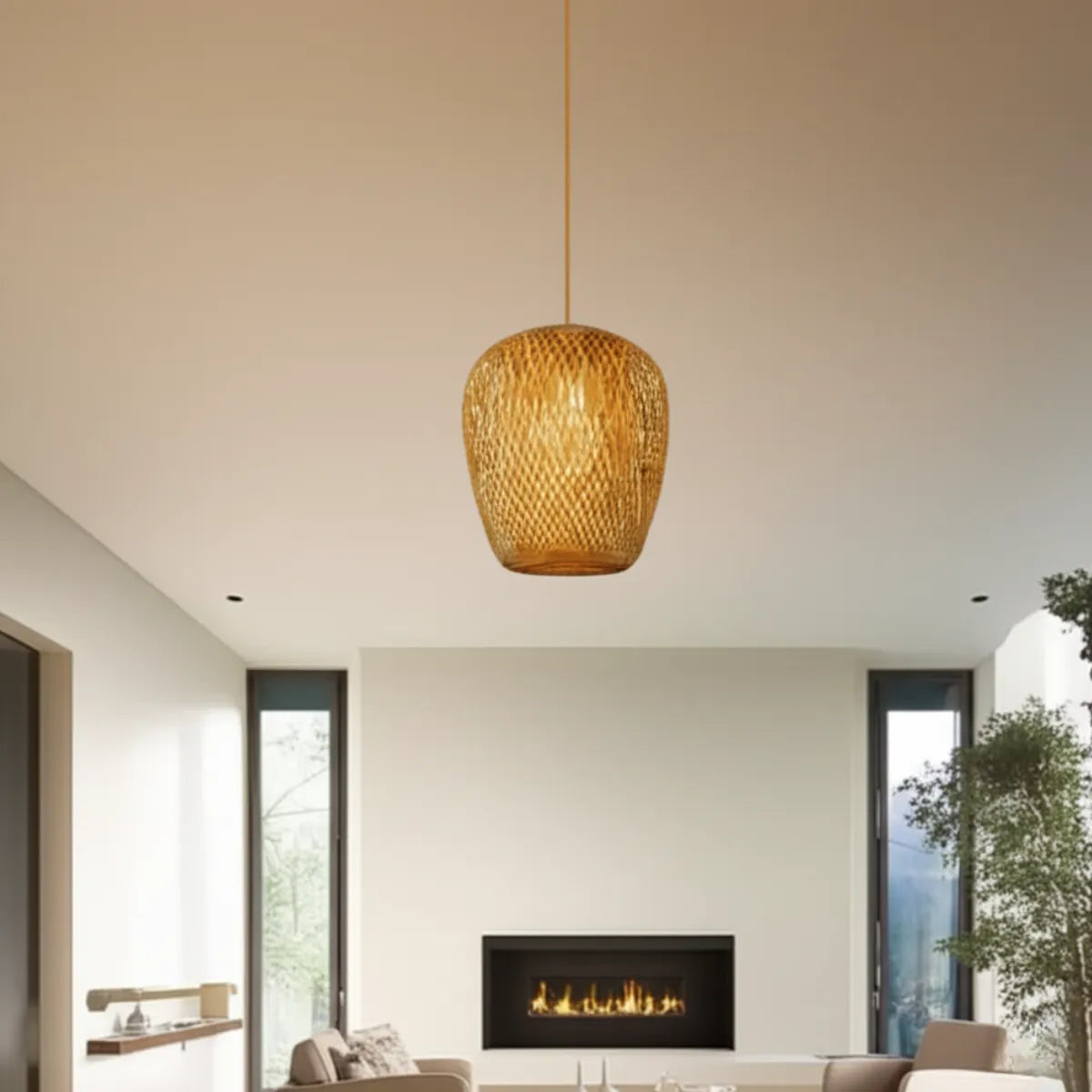 luminaria-de-teto-pendente-bambu-colmeia-modernize-foto-luminaria-de-bambu-em-sala-moderna