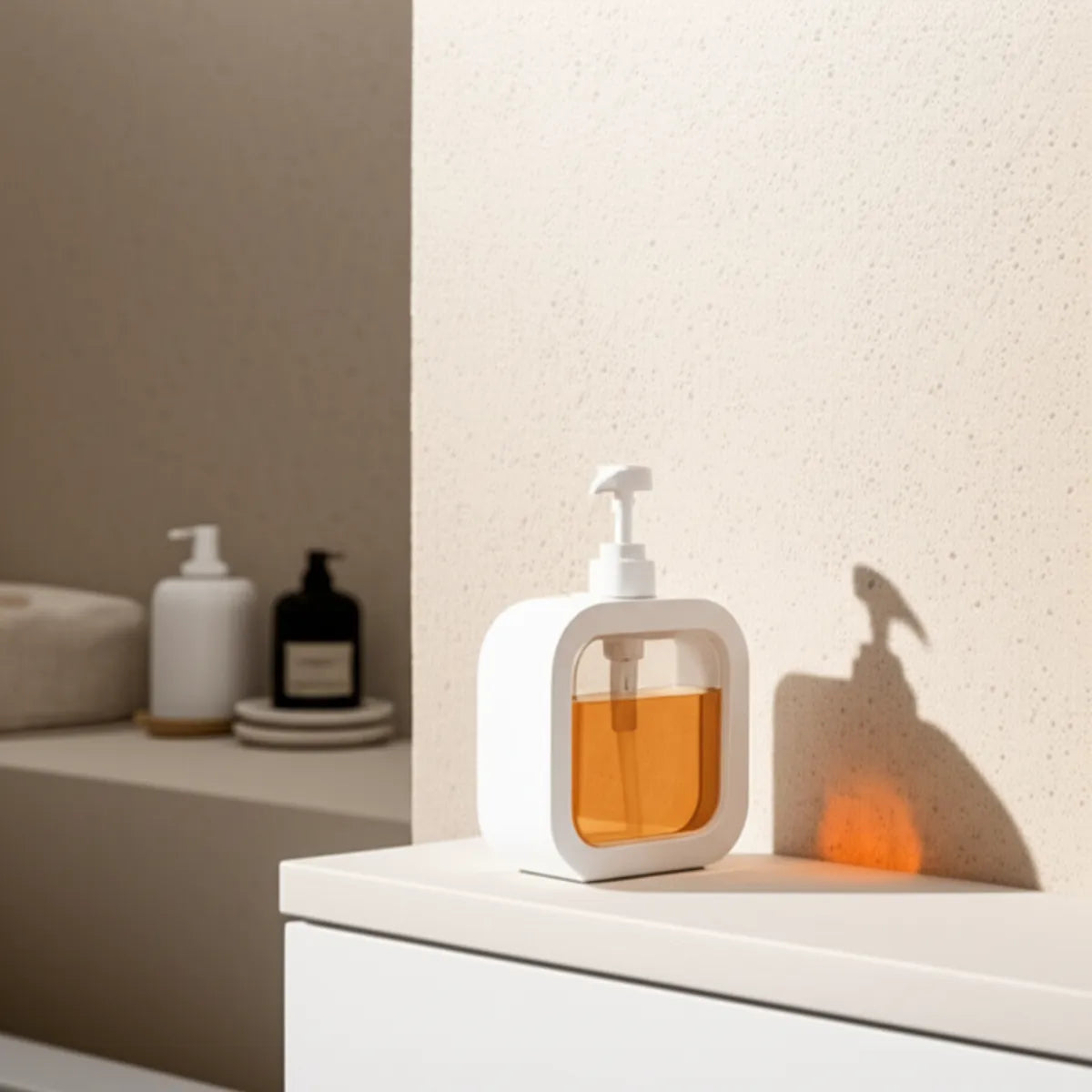 saboneteira-liquida-para-banheiro-transparente-glassy-modernize-foto-lateral-banheiro-sofisticado-claro-branco