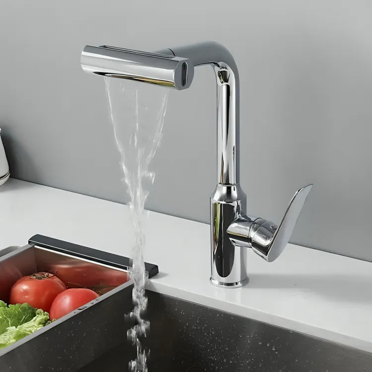 torneira-para-cozinha-gourmet-rotativa-4-em-1-modernize-foto-torneira-ligada-jato-modo-4