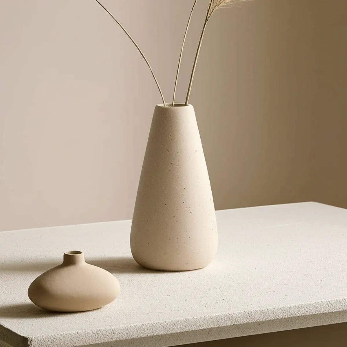 vaso-decorativo-de-ceramica-para-mesa-branco-nordico-modernize-foto-vaso-sobre-mesa-em-fundo-bege-ambiente-claro-minimalista