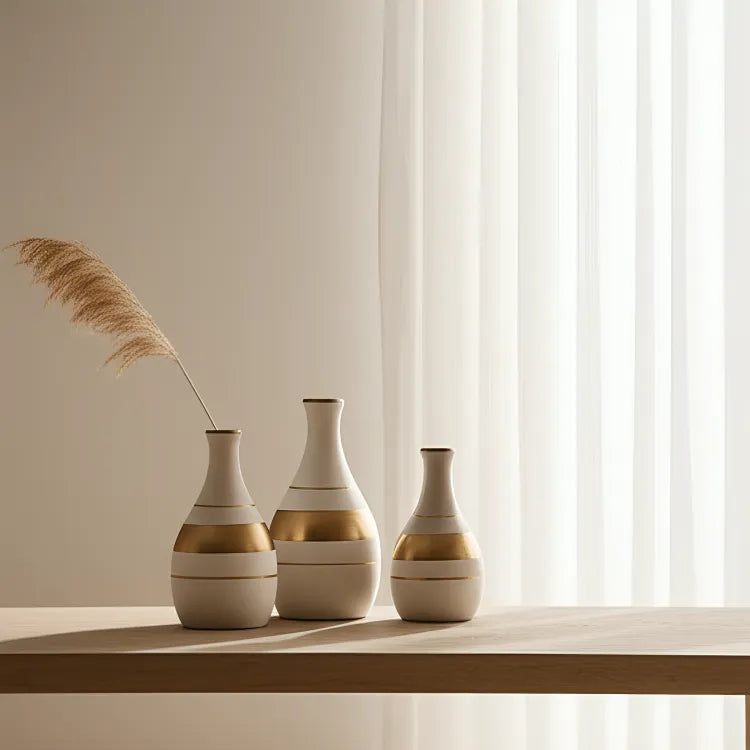 vaso-decorativo-de-ceramica-para-mesa-branco-trio-portofino-modernize-foto-distante-3-vasos-em-cima-de-mesa-em-local-arejado