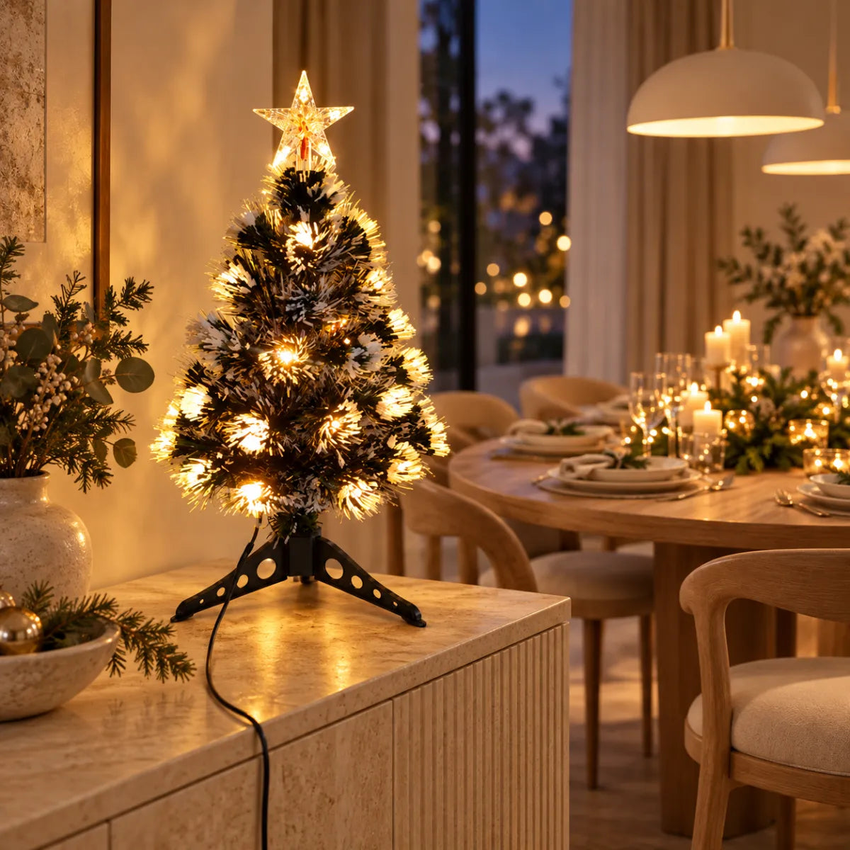 Árvore de Natal Pequena Iluminada Base Tripé