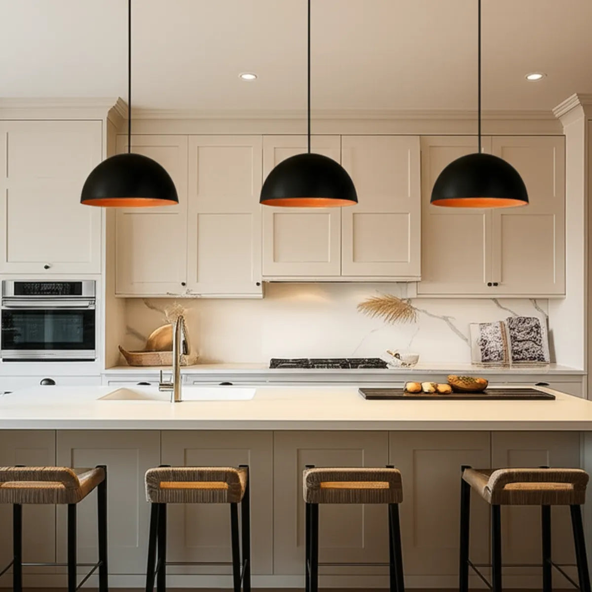 pendente-trio-industrial-meia-lua-preto-modernize-foto-pendentes-em-cozinha-sobre-balcao-ambiente-claro-arejado